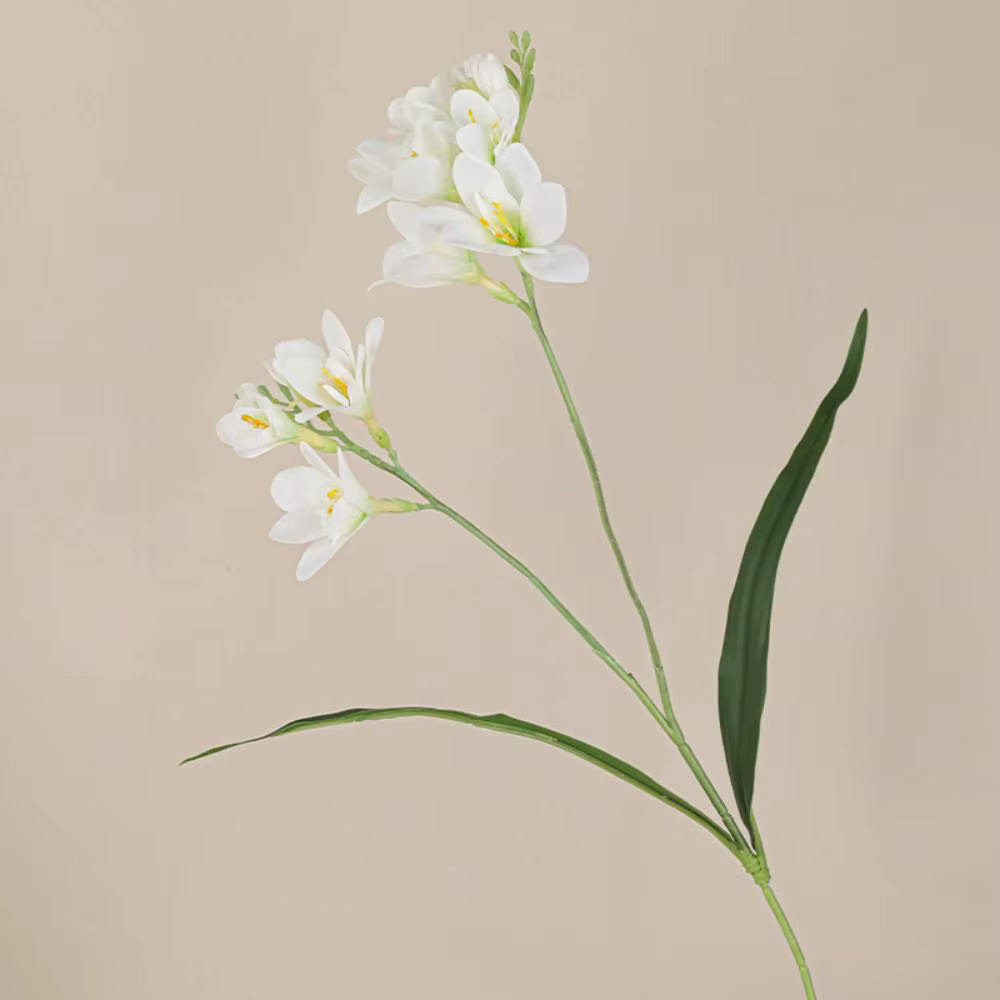 2 branches de fleurs artificielles de freesia et d'orchidée
