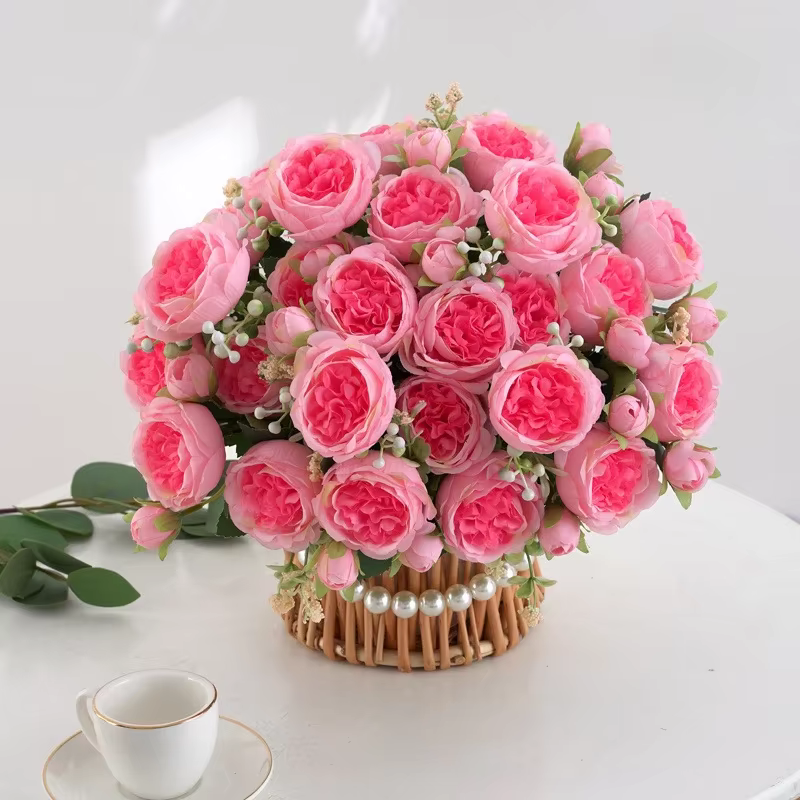 Bouquet de pivoines artificielles d'aloès vert
