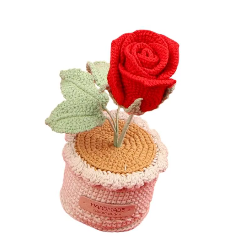 Arrangement fleurs roses Crochet