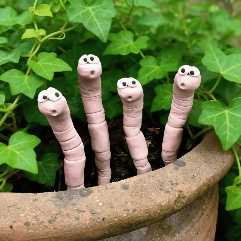 Jardinière amusante en forme de vers de terre