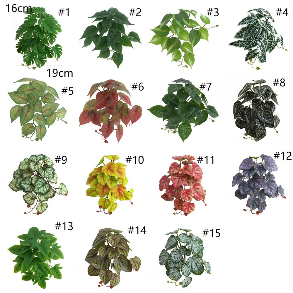 23 feuilles de plantes artificielles vertes