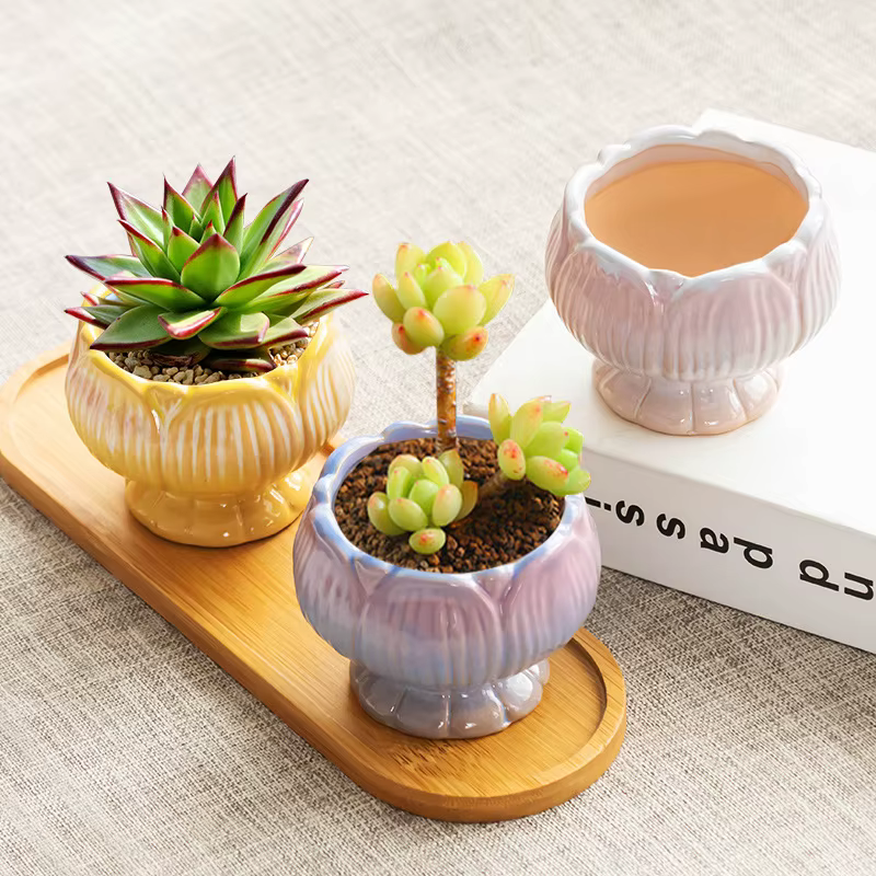 Pot de fleurs en céramique grand bouton de fleur forme Vase
