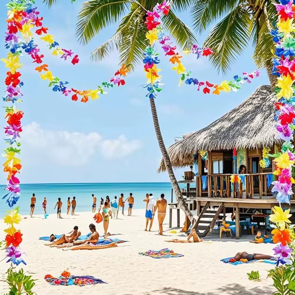 Guirlande de fleurs tropicales Lei multicolores