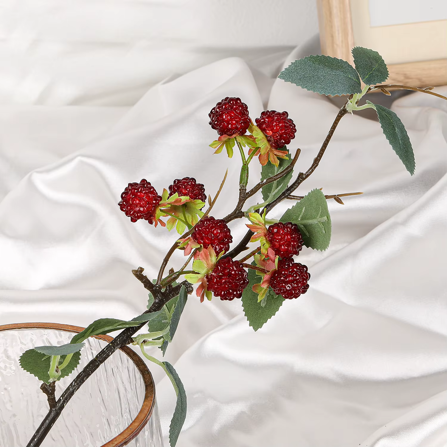 Branche artificielle de mûre rouge de 40 cm