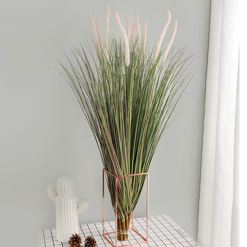 Nouveau 98 cm 2 PC plantes artificielles herbe verte pompon Pampas fausses fleurs fête mariage jardin avec extérieur nordique décoration de la maison
