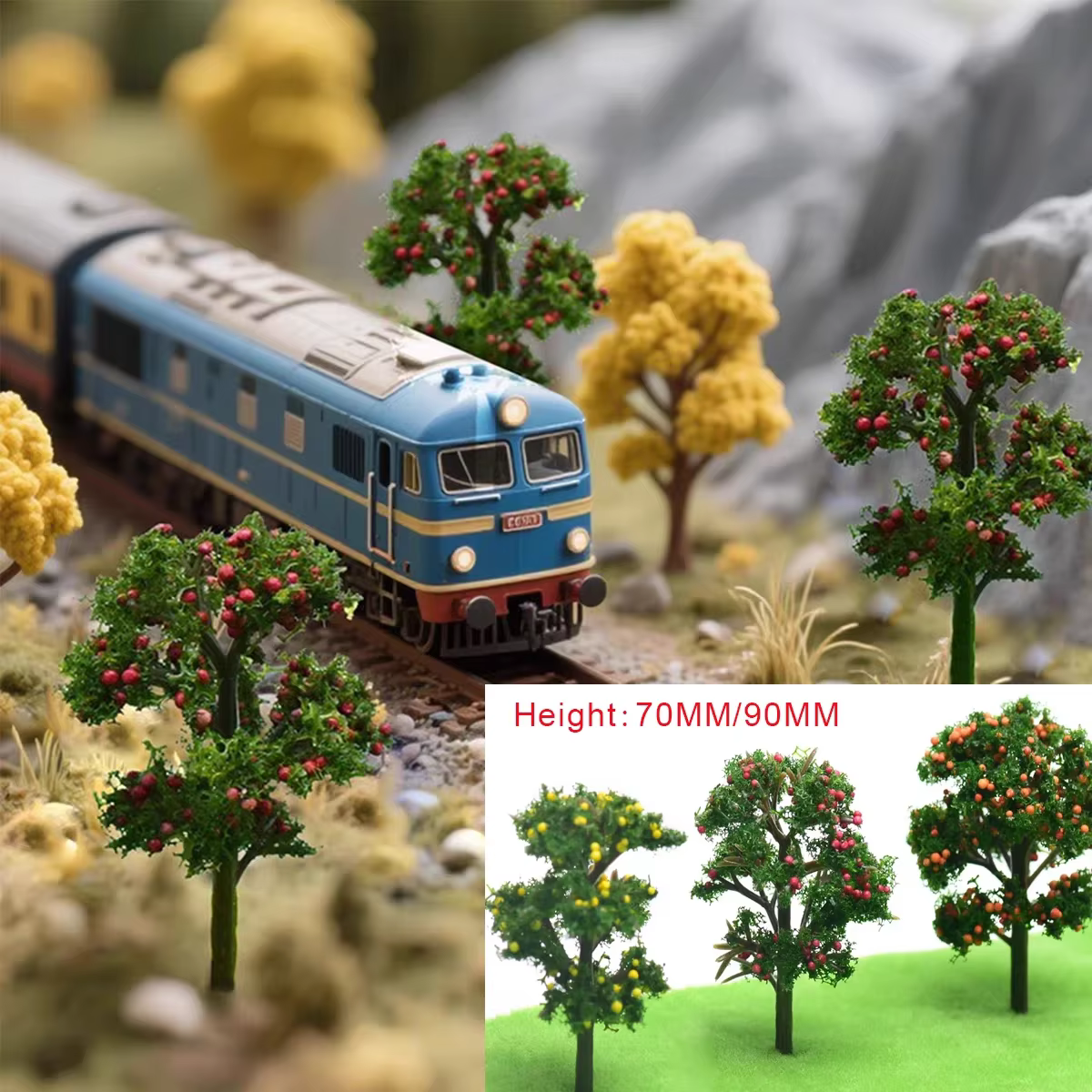 5 pièces arbres fruitiers miniatures modèle 7 cm/9 cm plantes artificielles bricolage aménagement de Train ferroviaire/paysage de Table/décoration de jardin/Diorama