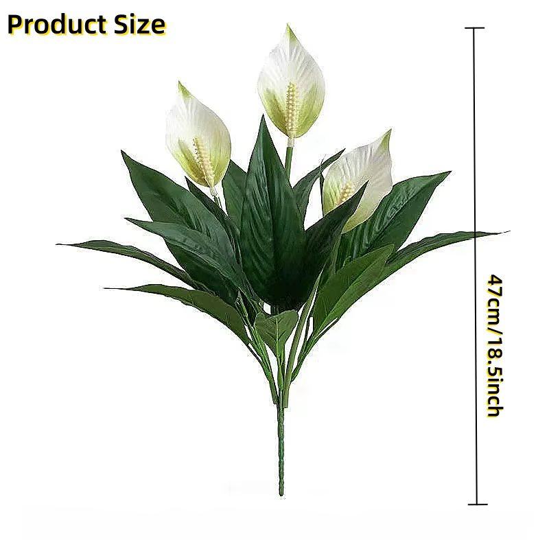 1/3 pièces plante de lys de paix artificielle Spathiphyllum réaliste pour jardin Patio balcon été vacances de mariage intérieur extérieur décor