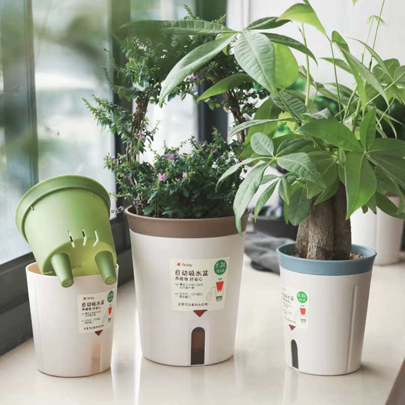 Pot de fleur hydroponique à double couche auto-arrosant