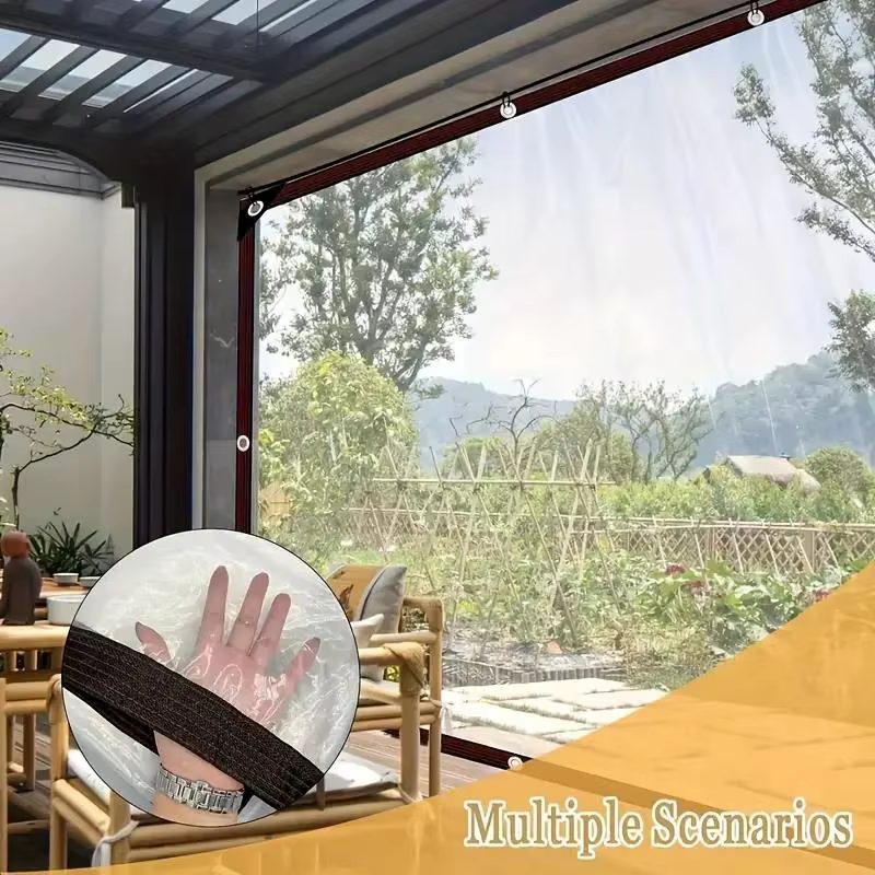 Bâche imperméable transparente en PE avec œillets pour jardin