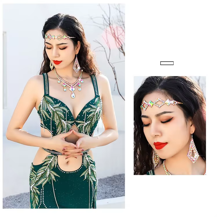 Accessoire de danse du ventre, couvre-chef, chaîne de tête cloutée de diamants, danse orientale, tempérament féminin, accessoires haut de gamme