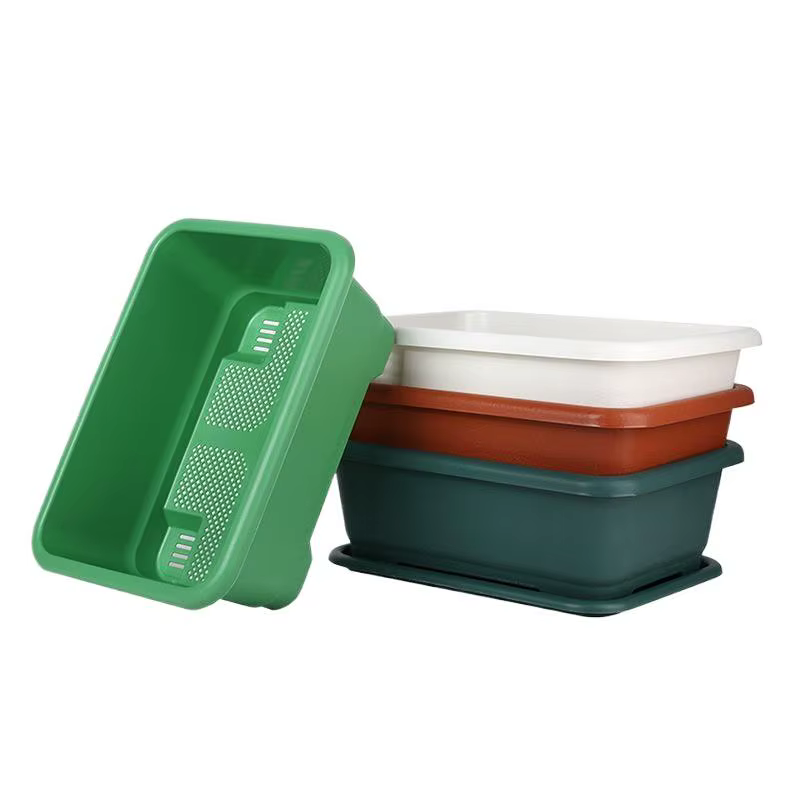 Jardinière rectangulaire incassable et résistante aux chocs avec trous de drainage