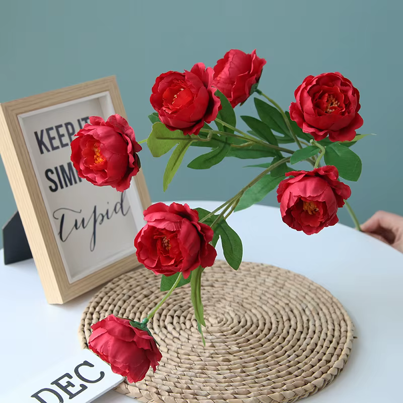 7 têtes de pivoines artificielles