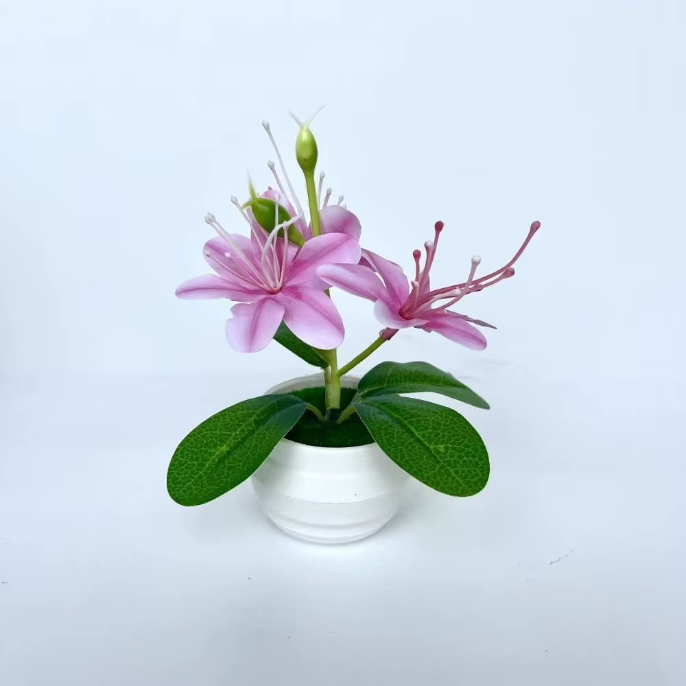 3 fleurs artificielles de jasmin en pot avec pot blanc