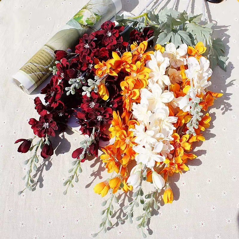 Branche de fleur artificielle Delphinium de 86 cm pour arrangement floral de mariage DIY