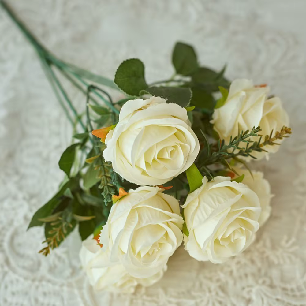 Bouquet de fleurs artificielles en soie Rose 30cm