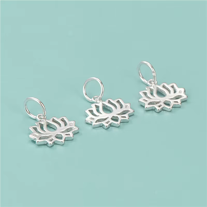 Véritable véritable pur solide 925 pendentif en argent Sterling fleur de Lotus Suspension bijoux à bricoler soi-même faisant des résultats breloques