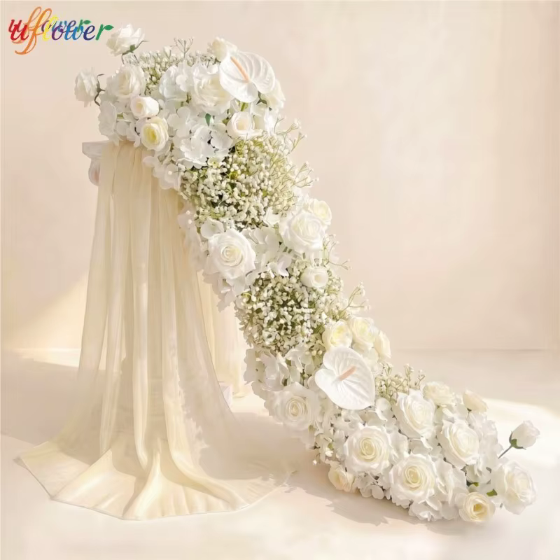 Guirlande de fleurs artificielles Uflower bleu clair