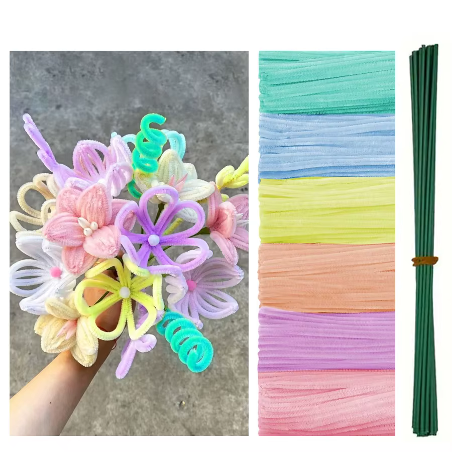 500/600 pièces nettoyeurs de tuyaux tiges de Chenille 12 pouces fournitures artisanales en vrac pour les projets d'art et d'artisanat bricolage cadeau créatif