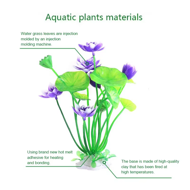 Décoration d'aquarium plantes artificielles Lotus Aquarium aménagement paysager eau herbe ornements aquatique simulé fleur plante fournitures