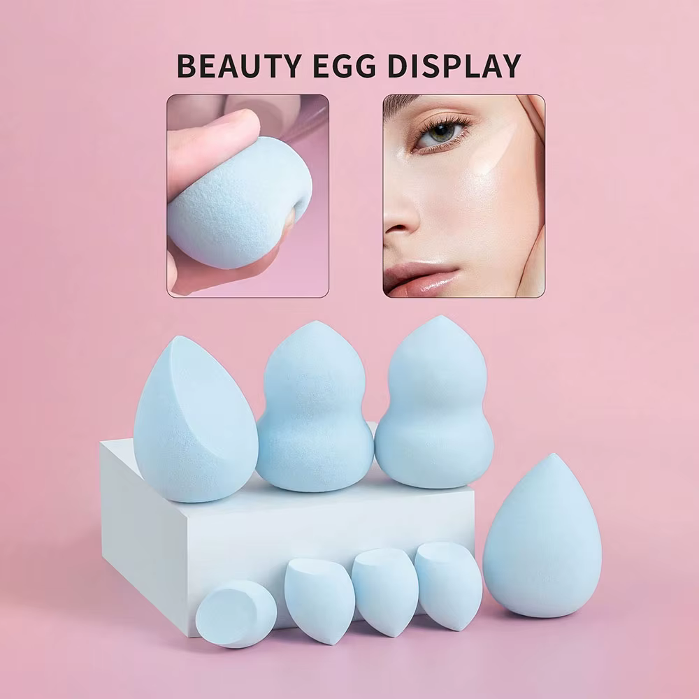 Ensemble d'éponges cosmétiques de style mini pot de miel, 4 grands mélangeurs de beauté, 4 bouffées de poudre en forme d'éventail, 4 mini mélangeurs de beauté, 15 pièces