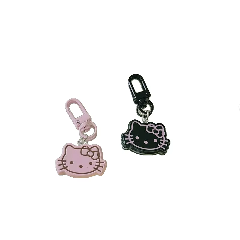 Porte-clés Hello Kitty en acrylique rose et noir, pendentif mignon pour sac, breloque tendance, cadeau idéal pour BFF, couple, meilleure amie, accessoires esthétiques pour sac à dos