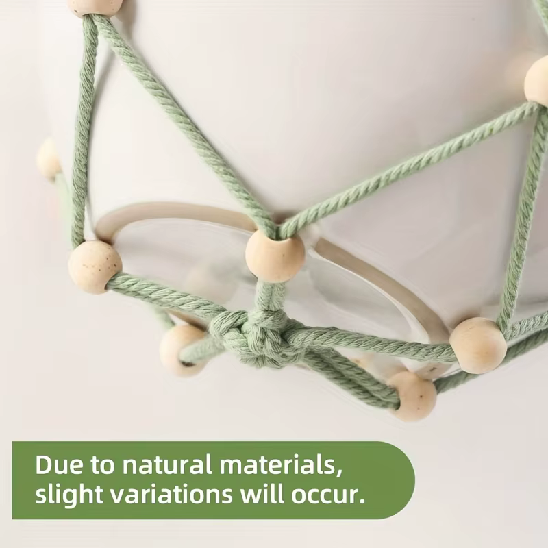 1/2pcs Porte-plantes chic avec perles en bois - Panier suspendu en tissu durable pour intérieur/extérieur pour petites plantes - Macramé décoratif