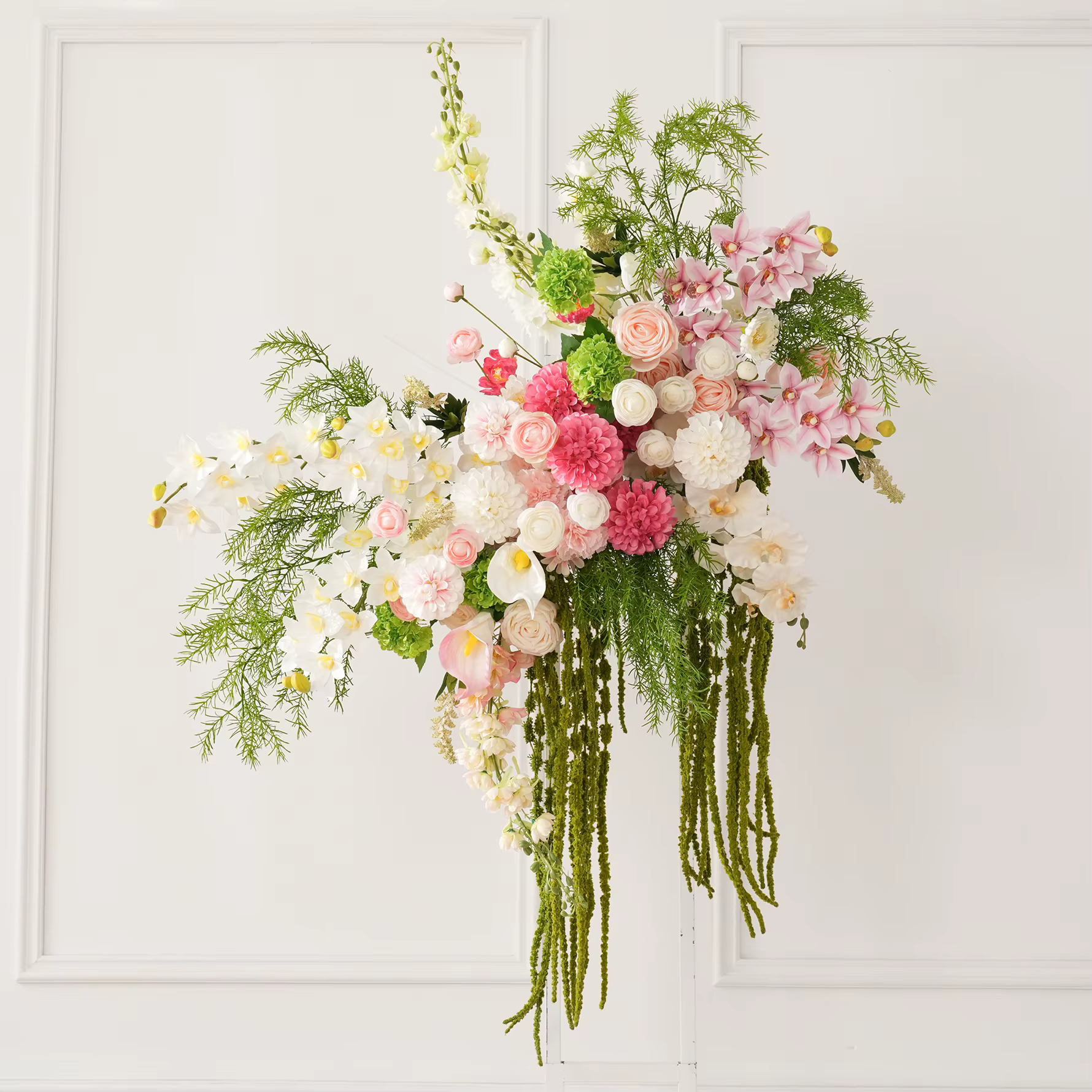 HMEOT Fleur artificielle H9150 Dahlia rose et verte