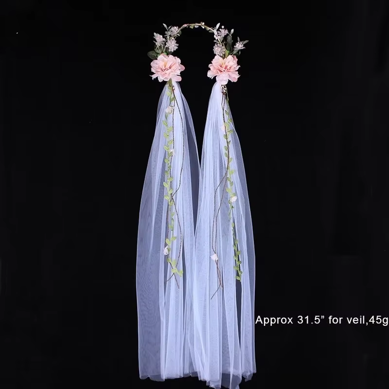 Voile de Rose de mariage pour mariée blanche, couronne de coiffure pour femmes, bandeau pour Date, décoration de maquillage, couronne de fleurs