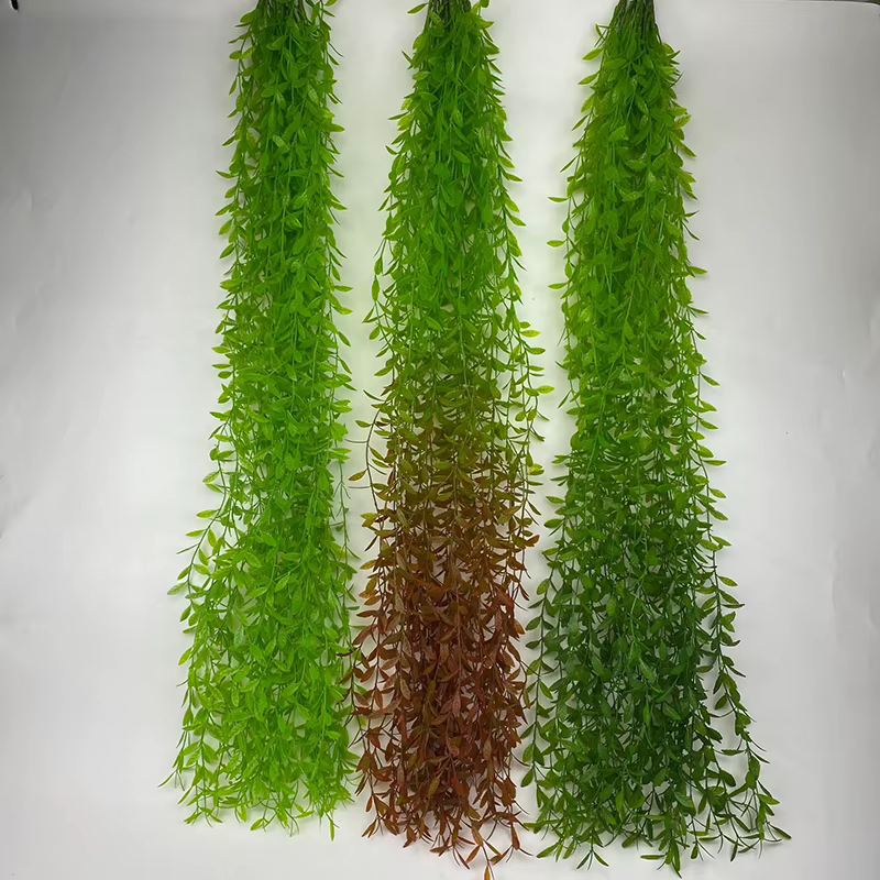 Simulation de Branches de saule pleurs plantes vertes artificielles tenture murale rotin fleur en plastique bricolage décor de mariage maison accessoires Photo