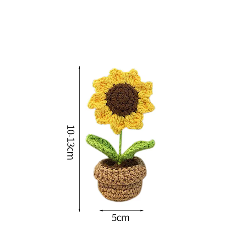Fleur de tournesol au crochet en pot