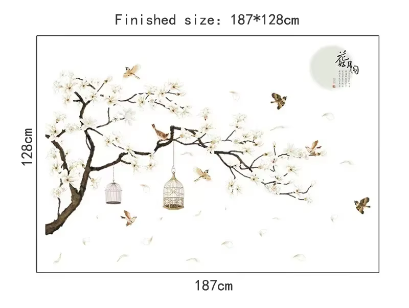 Nouveaux autocollants muraux d'arbre oiseaux fleur décor à la maison fonds d'écran pour salon chambre bricolage vinyle chambres décoration