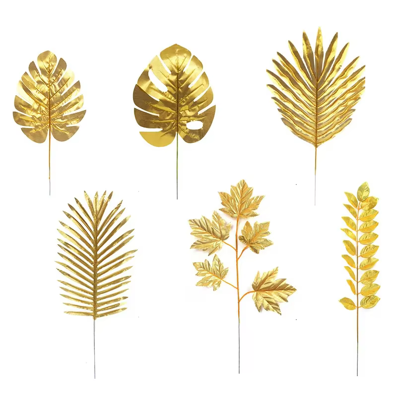 Plantes artificielles feuilles dorées
