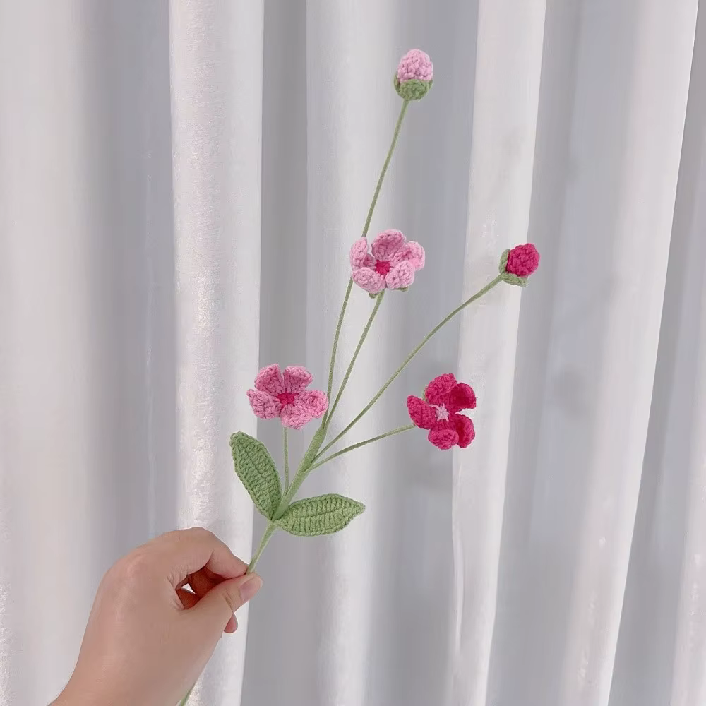 Bouquet de fleurs DIY mignonnes, fleurs au crochet, décoration de mariage et de maison, cadeaux, fleurs tissées à la main, arrangement floral pour la maison