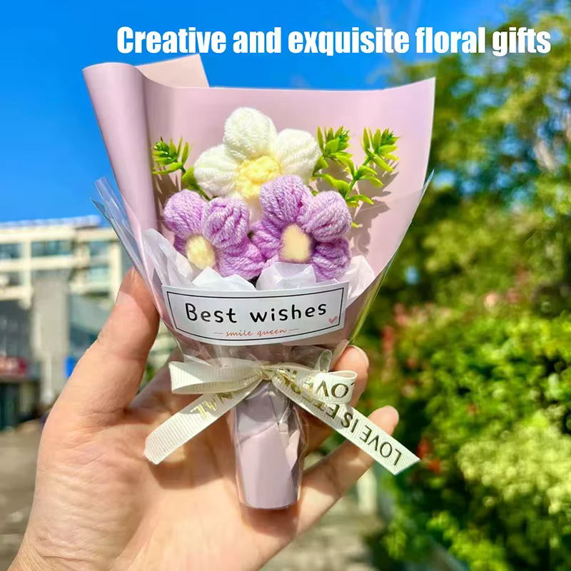Mini bouquet de fleurs au crochet