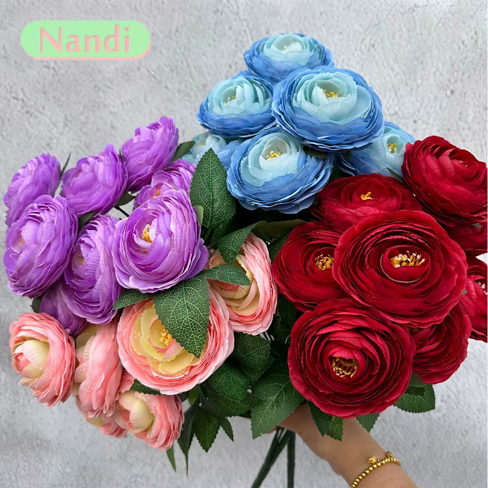 Bouquet de 9 fleurs artificielles de lys et pivoine pour mariage