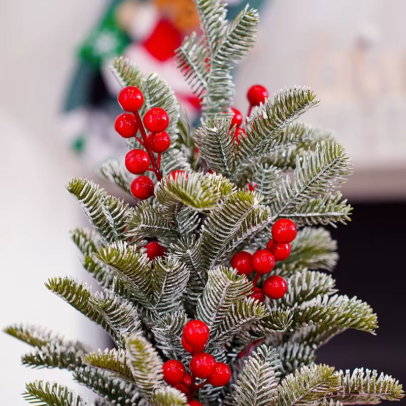 Angela fleur rouge baies pin aiguille Mini arbre de noël nouvel an maison Table chandelier décorations fenêtre affichage accessoire SD-0362