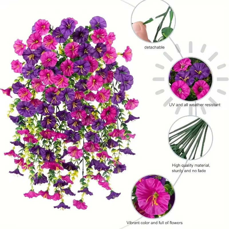 2 pièces fleurs artificielles fausse fleur extérieure maison jardin tenture murale pétrolia plantes