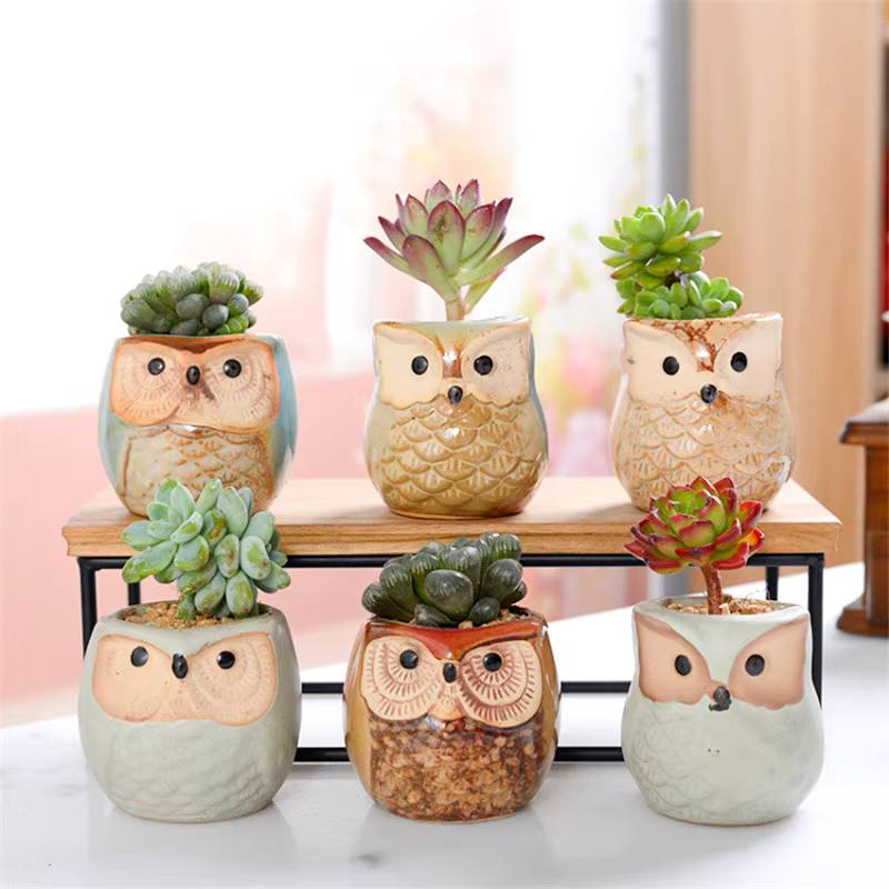 Mini pot de fleurs en céramique créatif avec trou