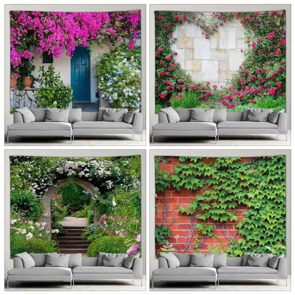 Tapisserie de paysage, plantes de rue