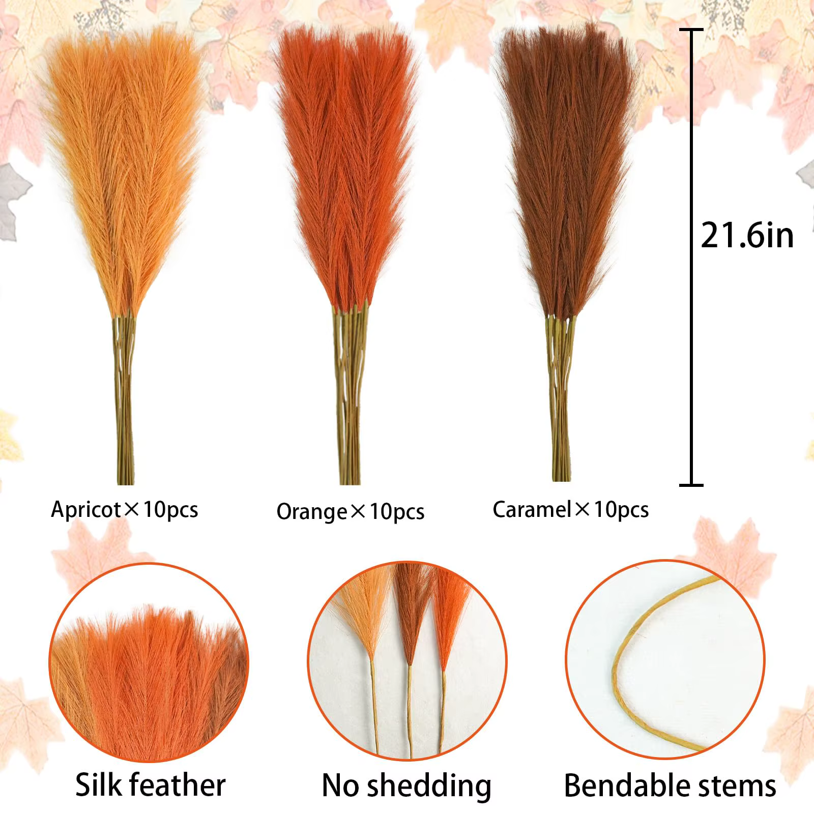 Faux herbe de Pampas artificielle Orange