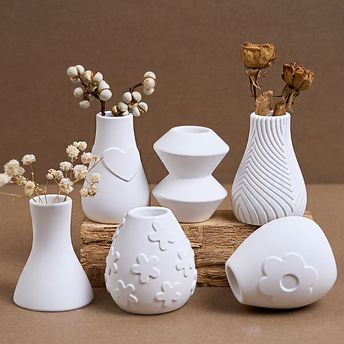 Vase à fleurs 3D à rayures d'amour
