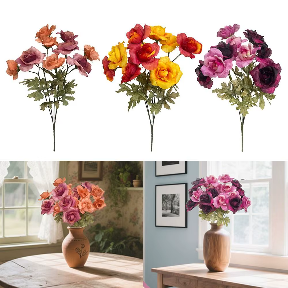 Arrangement floral de roses artificielles multicolores