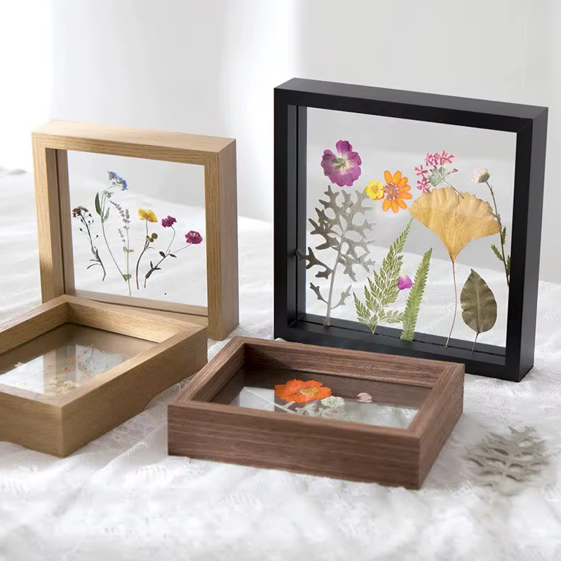 Boîte à spécimen de feuilles de fleurs séchées de style européen