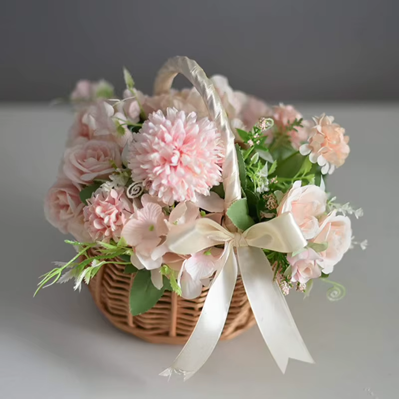 Mir de Rangement de Fleurs de Mariage Tissé à la Main avec Poignée