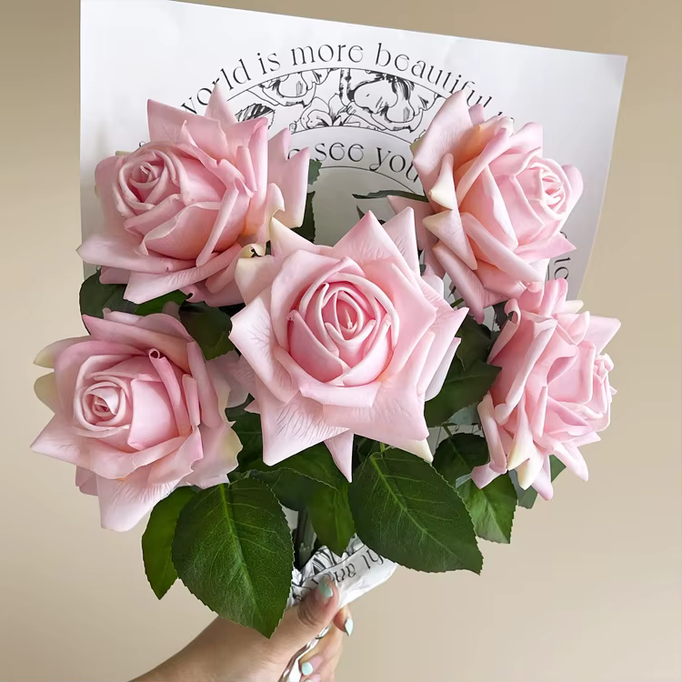 Bouquet de roses artificielles Premium Real Touch hydratantes