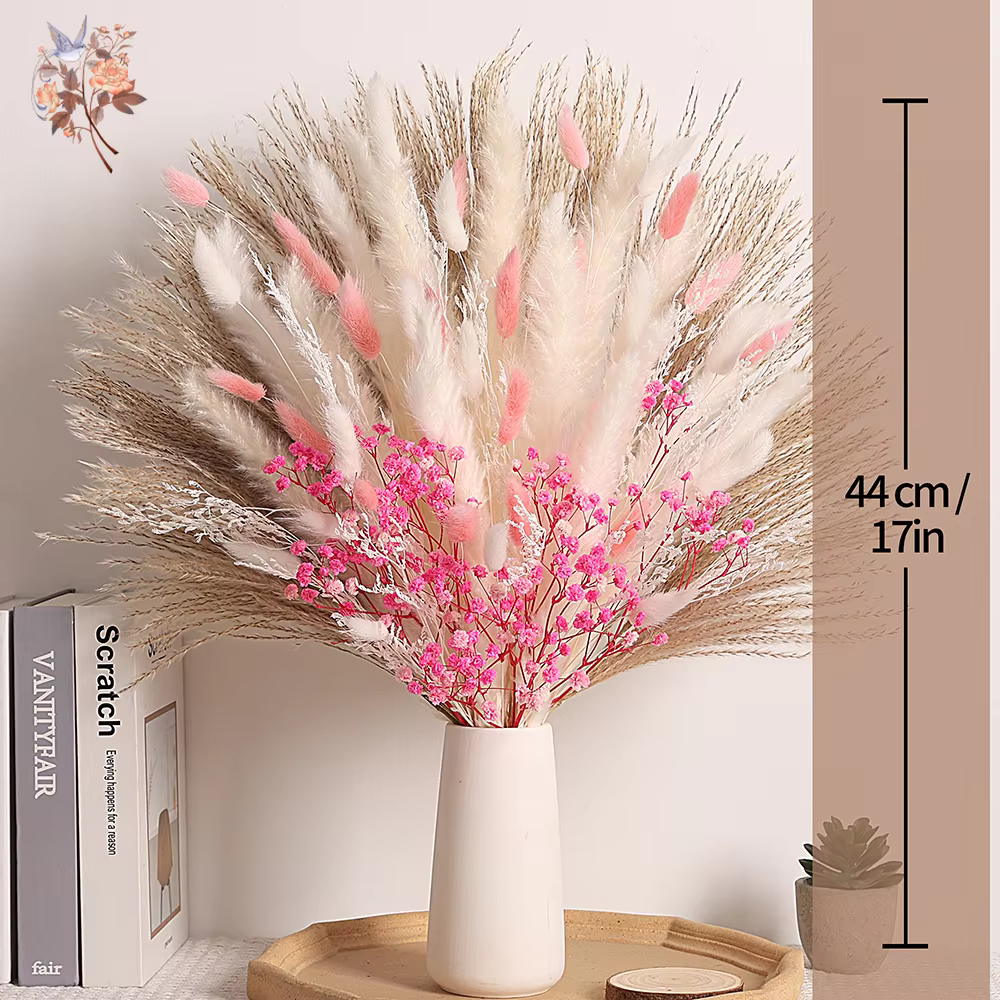 Bouquet de fleurs d'herbe de Pampas éternelle rose