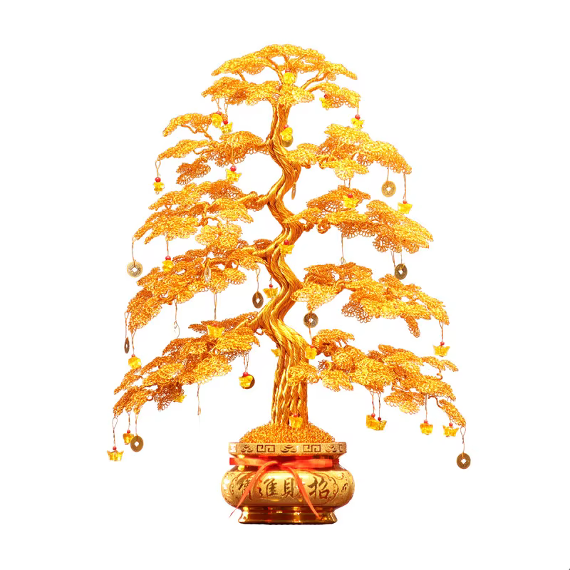 Arbre à argent tressé artisanal Feng Shui