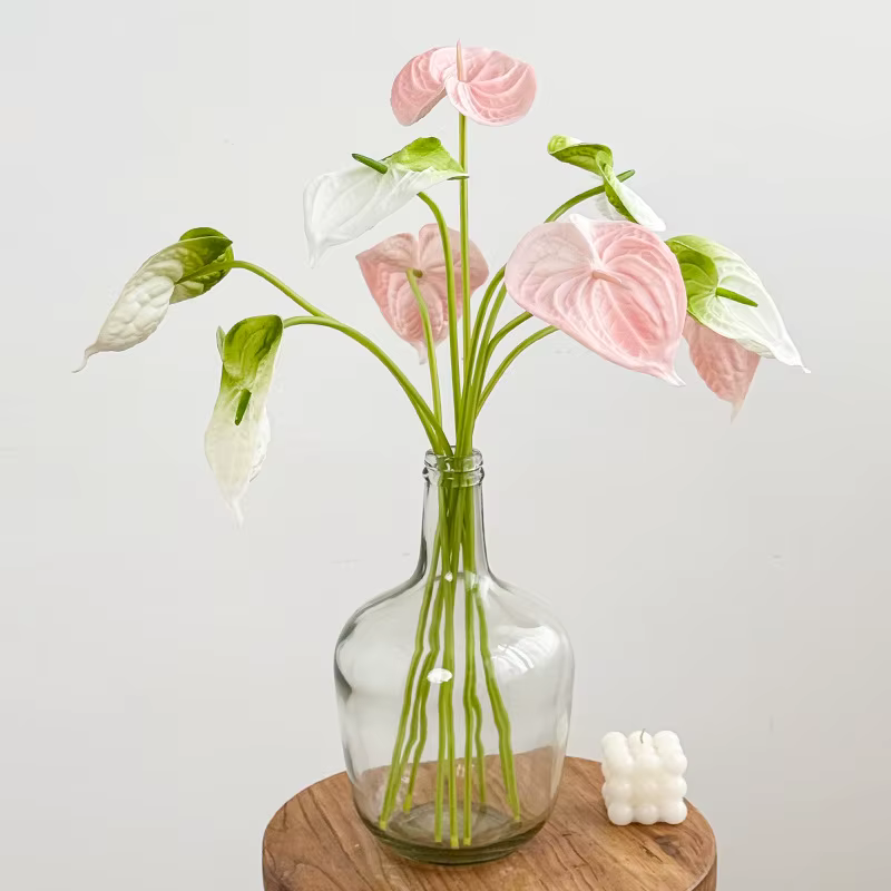 Lot de 10 fleurs artificielles en PU Anthurium