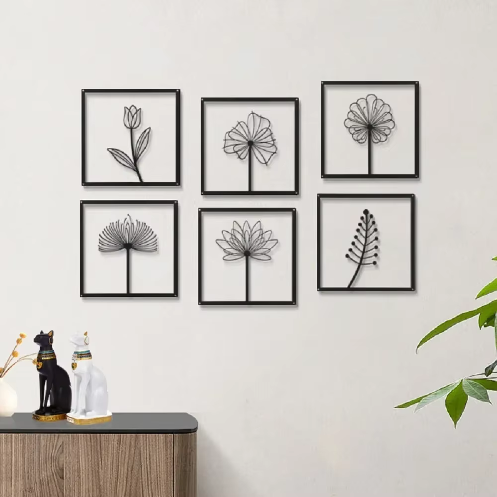 Nordique fleur métal mur Art macramé mur pendentif décor salon suspendus