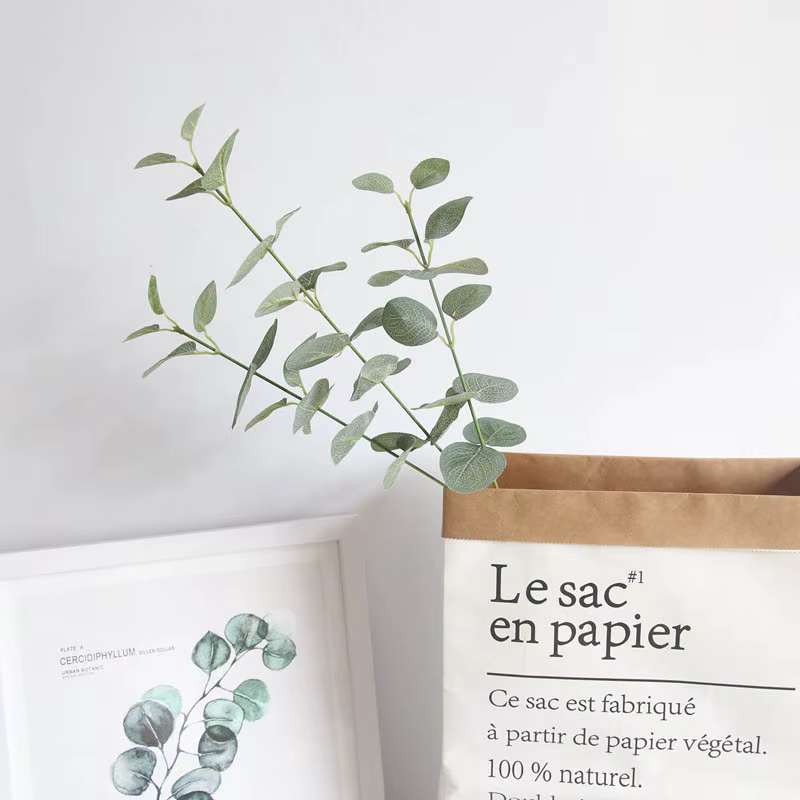 Plantes artificielles longues feuilles d'eucalyptus vertes